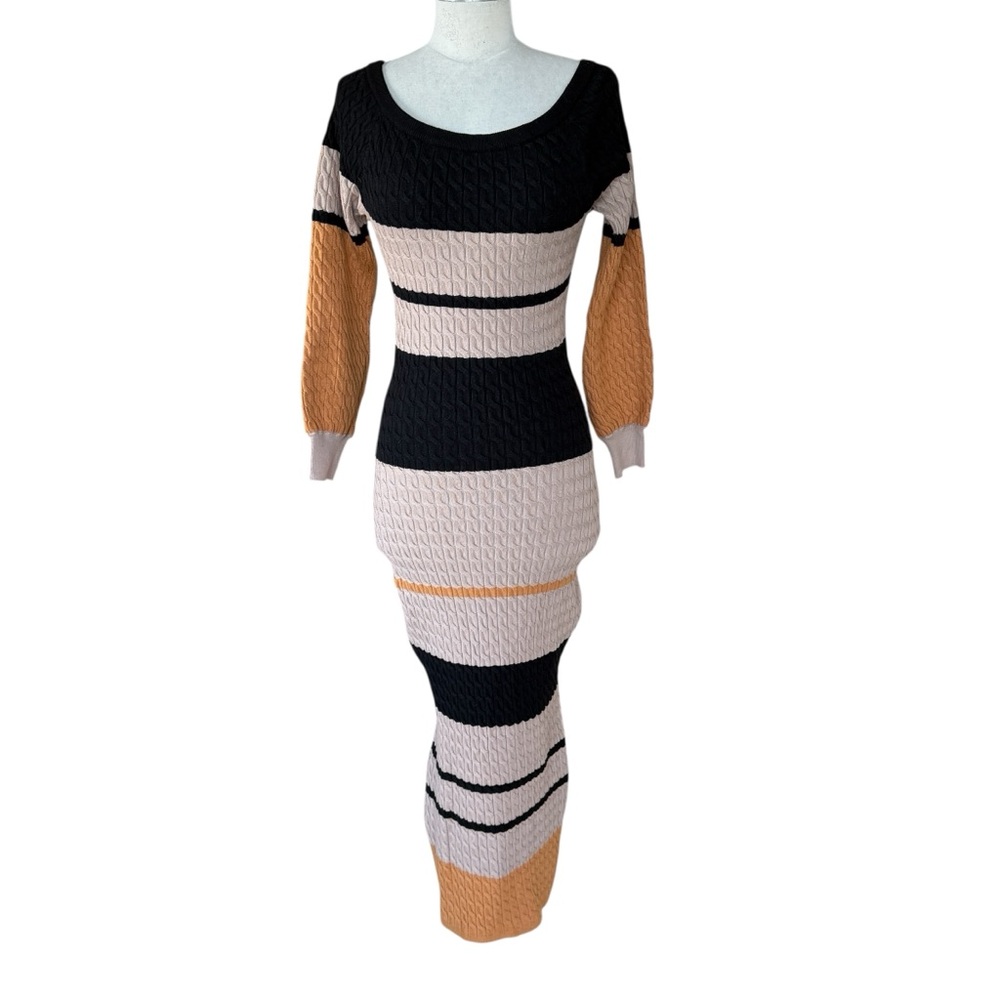 Vici Multicolor Long Sleeve Knit Dress Size Small Bodycon Striped